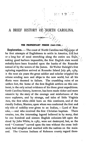 Cover for A Brief History of North Carolina
