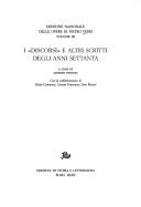 Cover for I " discorsi" e altri scritti degli anni settanta