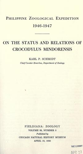 Cover for On the status and relations of Crocodylus mindorensis.