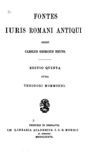 Cover for Fontes iuris romani antiqui