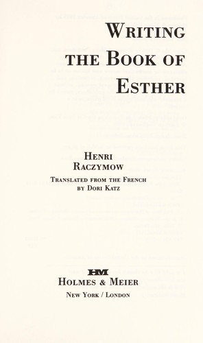 Cover for Writing the Book of Esther