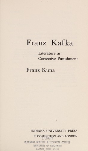 Cover for Franz Kafka: literature as corrective punishment
