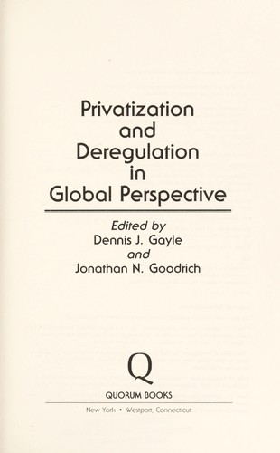 Cover for Privatization and deregulation in global perspective
