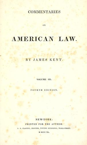 Cover for Commentaries on American law