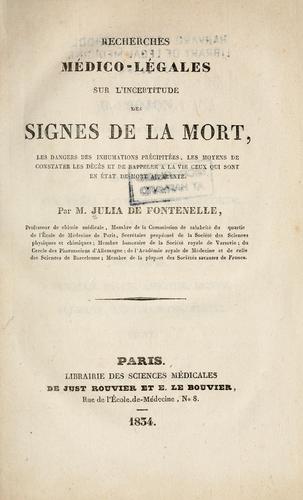 Cover for Recherches mico-lales sur l'incertitude des signes de la mort