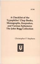 Cover for A Checklist of the Typophile's Chap Books, Monographs, Keepsakes, and Various Ephemera