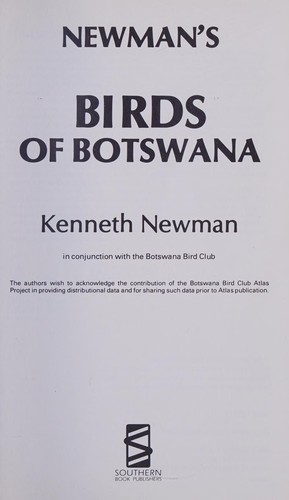 Cover for Newman's birds of Botswana