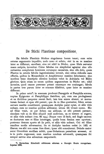 Cover for De Stichi Plautinae compositione