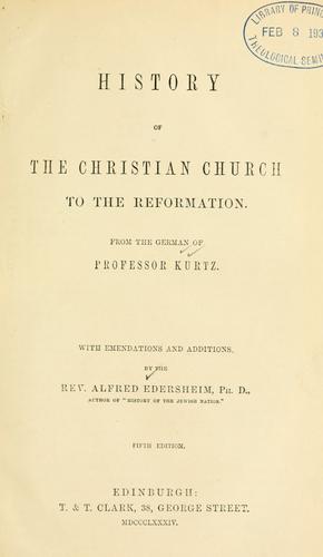 Cover for History of the Christian Church to the Reformation.