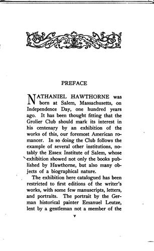 Cover for First Editions of the Works of Nathaniel Hawthorne: Together with Some Manuscripts, Letters, and ...