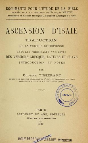 Cover for Ascension d'Isaie