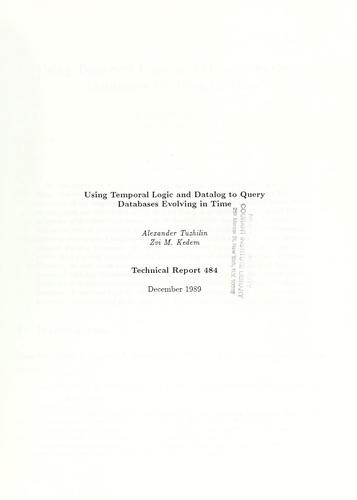 Cover for Using temporal logic and Datalog to query databases evolving in time.