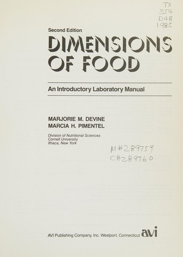Cover for Dimensions of food