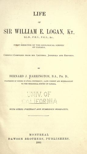 Cover for Life of Sir William E. Logan, kt., LL.