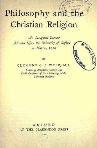 Cover for Philosophy and the Christian religion