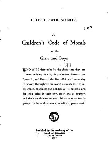 Cover for A Children's Code of Morals for the Girls and Boys ...