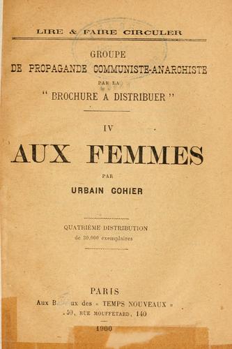 Cover for Aux femmes.