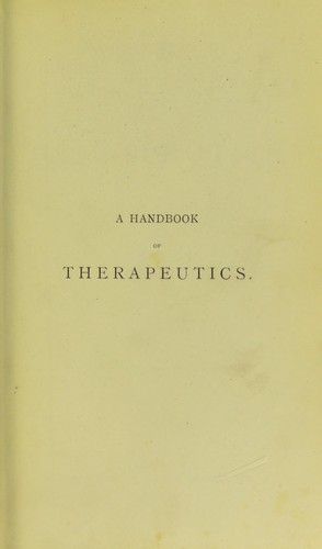 Cover for A handbook of therapeutics