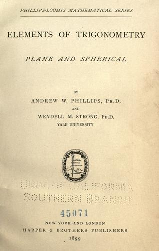 Cover for Elements of trigonometry