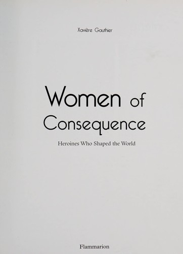 Cover for Women of consequence