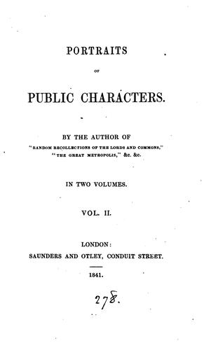 Cover for Portraits of public characters, by the author of 'Random recollections'.