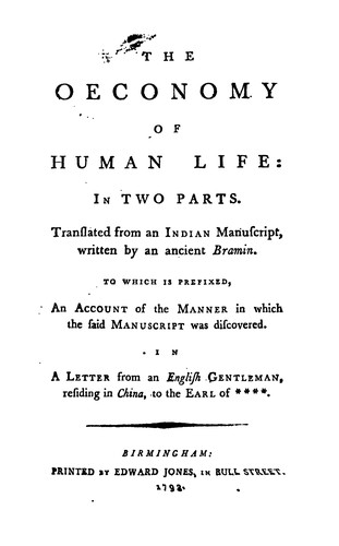 Cover for The oeconomy of human life