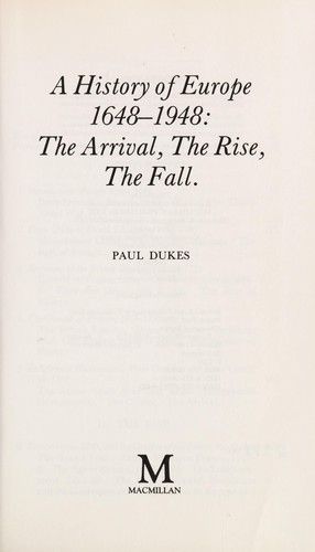 Cover for A History of Europe, 1648-1948