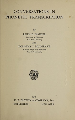 Cover for Conversations in phonetic transcription