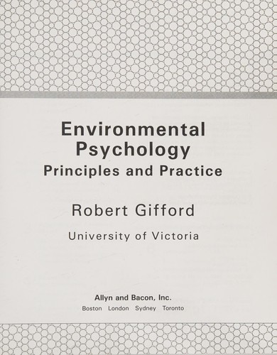 Cover for Environmental psychology
