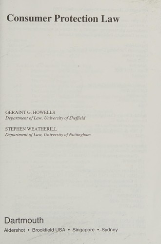 Cover for Consumer protection law