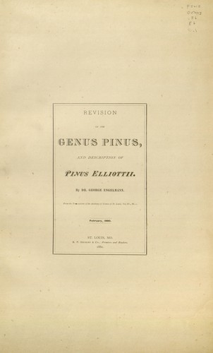 Cover for Revision of the genus Pinus