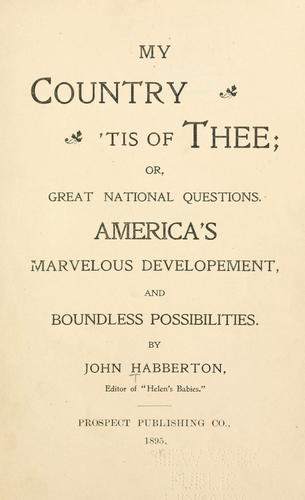 Cover for My country, 'tis of thee; or, Great national questions.