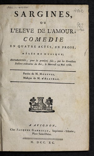 Cover for Sargines, ou, L'eleve de l'amour