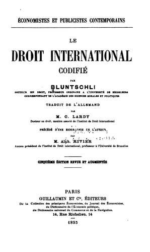 Cover for Le droit international codifié