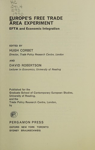 Cover for Europe's free trade area experiment