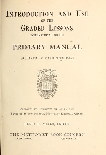 Cover for Introduction and use of the graded lessons, international course, primary manual