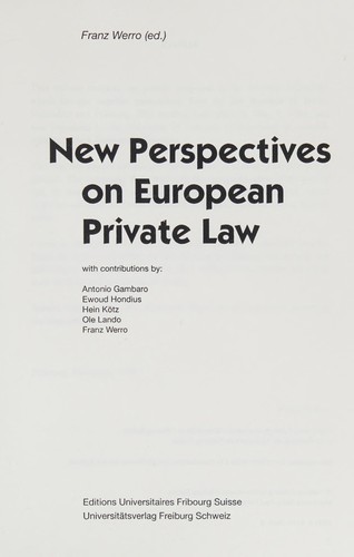 Cover for New perspectives on European private law