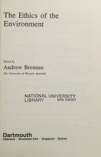 Cover for The ethics of the environment