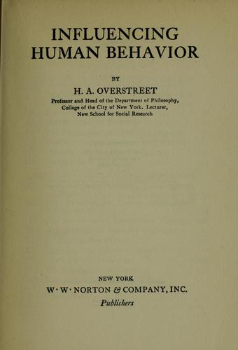 Cover for Influencing human behavior