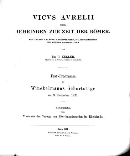 Cover for Vicvs Avrelii oder hringen zur Zeit der Römer