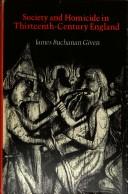 Cover for Society and homicide in thirteenth-century England