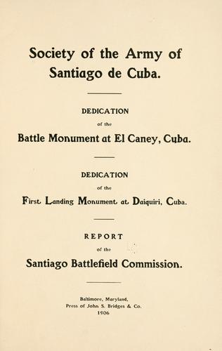 Cover for Dedication of the battle monument at El Caney