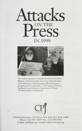 Cover for Attacks on the Press in 1999 (A Worldwide Survey by the Committee to Protect Journalists)