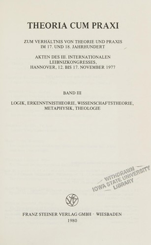 Cover for Theoria cum praxi
