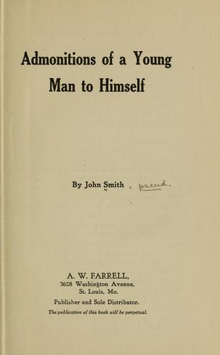 Cover for Admonitions of a young man to himself