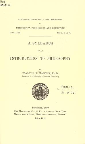 Cover for A syllabus of an introduction to philosophy.