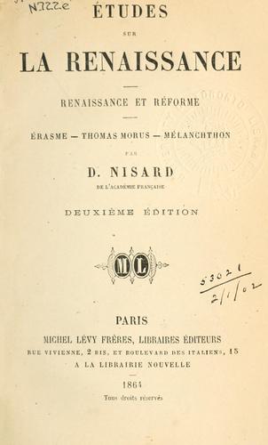 Cover for Études sur la Renaissance