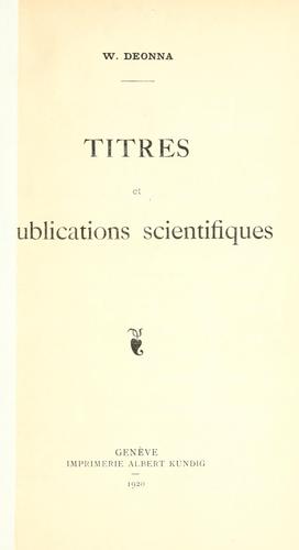 Cover for Titres et publications scientifiques.