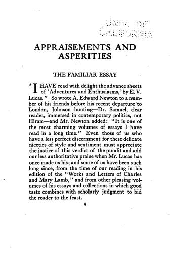 Cover for Appraisements and asperities as to some contemporary writers