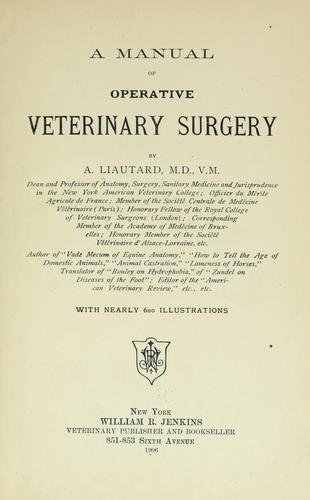 Cover for A manual of operative veterinary surgery